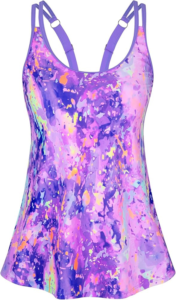 HUSKARY Tankini Tops for Women Flowy Swim Top Removable Padded Loose Fit Modest Bathing Suits No ... | Amazon (CA)