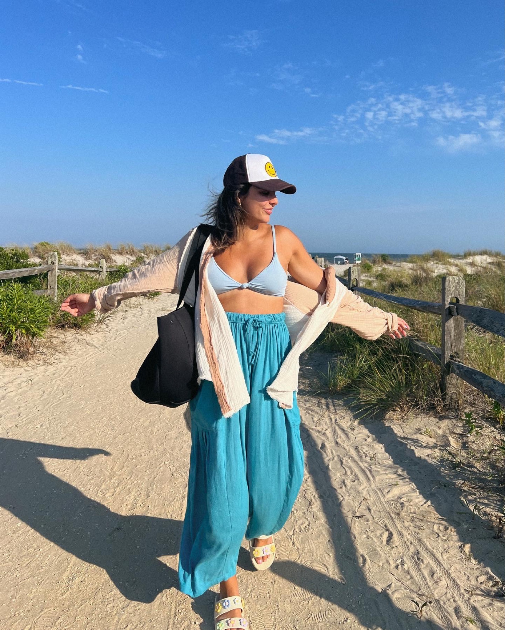 Comfy beach outfit! Love these free people pants for everyday, come in lots of colors & sooo comfy (size down once, S). Paired with my favorite oversized button down from aerie (TTS - M), and these cutie croc sandals (im a 7.5 and got an 8)

#LTKstyletip #LTKshoecrush #LTKFind