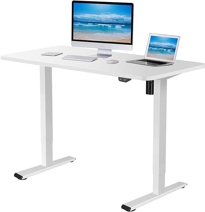 Flexispot EC1 Electric White Standing Desk Adjustable Height Desk, 48 x 30 Inches Whole Piece Boa... | Amazon (US)