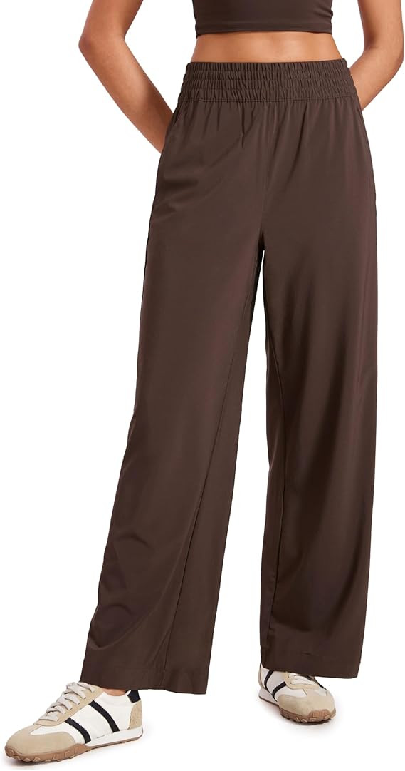 CRZ YOGA Lightweight Wide Leg Pants for Women 30" High Waisted Casual Lounge Travel Work Pants wi... | Amazon (US)