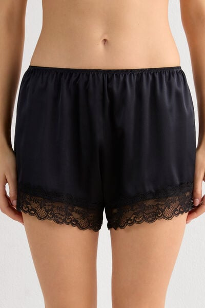 Intimissimi Lace Trim Silk Shorts Woman Black Size S | Intimissimi (US)