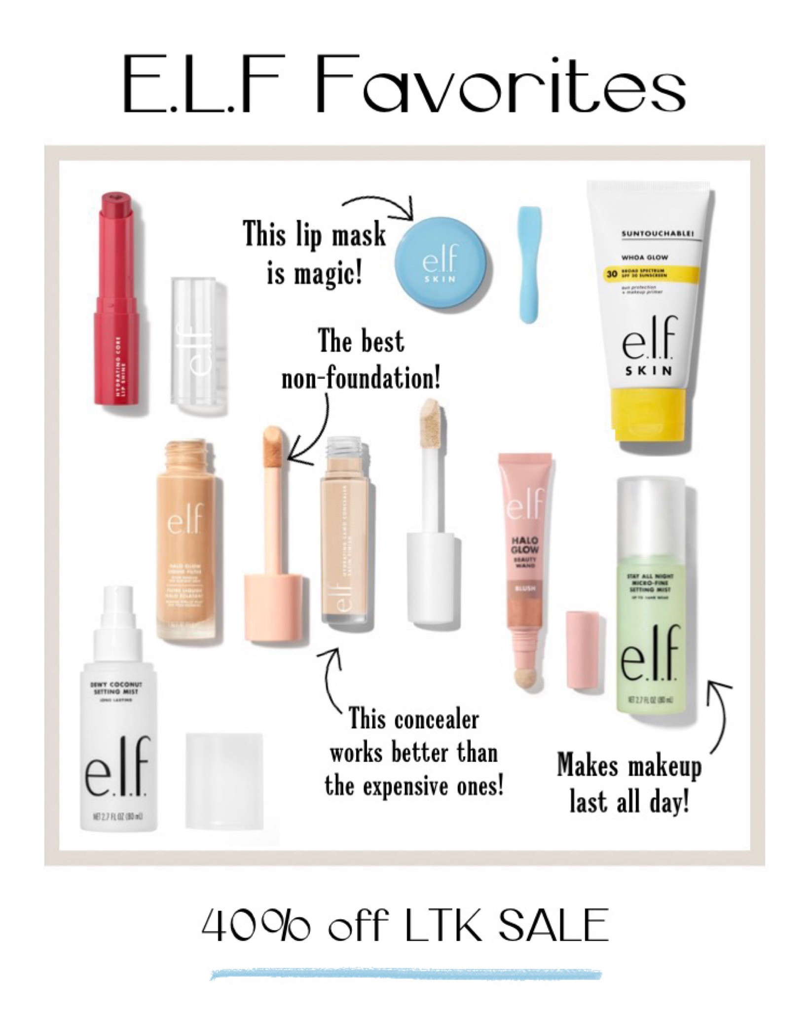 My favorite #ELFcosmetics are 40% off! That’s an amazing sale considering they’re already such an affordable price. These are viral products for a reason! // Don’t miss out on this #LTKsale 

#LTKsalealert #LTKFind #LTKbeauty