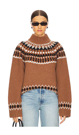 EAVES Cait Fair Isle Sweater in Brown. - size L | Revolve Clothing (Global)