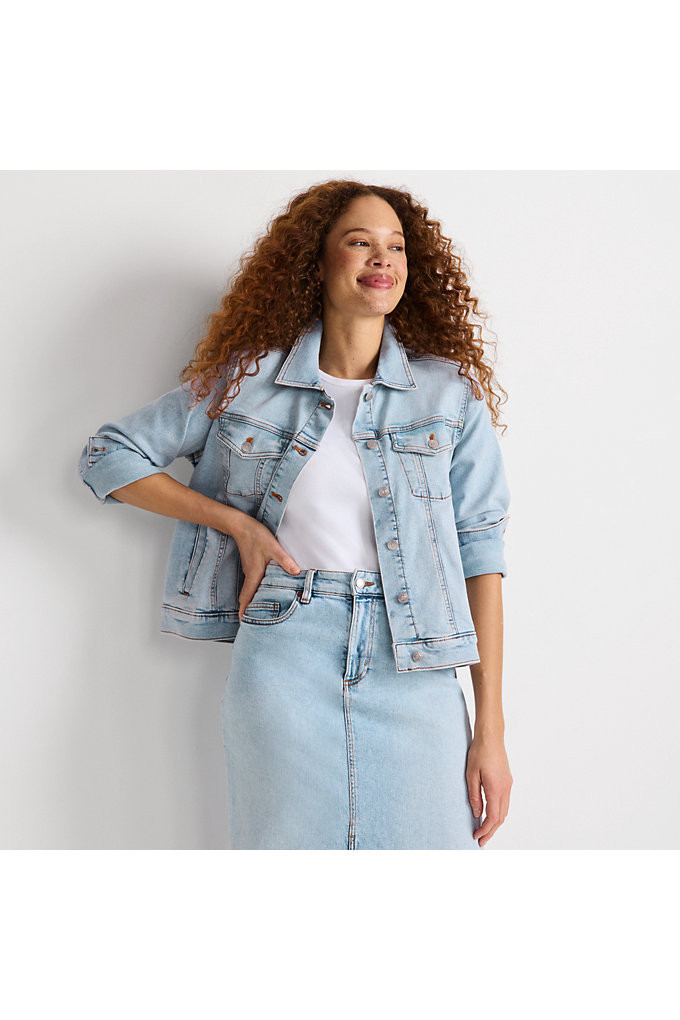 Women's Denim Trucker Jacket - Lands' End - Blue - XS | Lands' End (US)