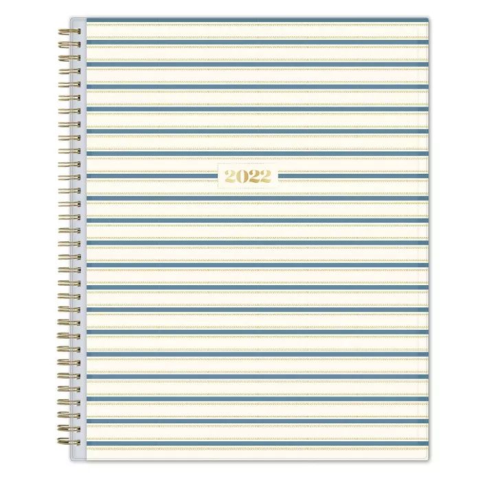 2022 Planner CYO 8.5&#34;x11&#34; Weekly/Monthly Wirebound Belgian Stripe Blue - The Everygirl fo... | Target