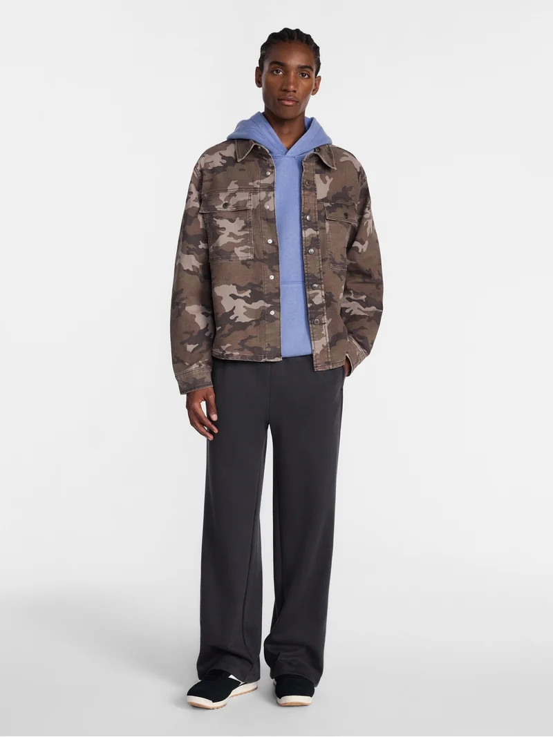 No Boundaries Tonal Camo Denim Shacket with Long Sleeves, Men's XS-4XLT | Walmart (US)