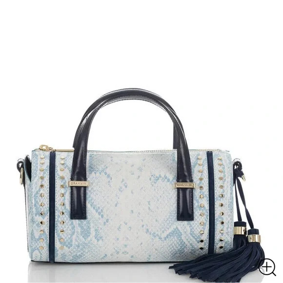 Brahmin Claire in Sky Berwick Leather Purse Handbag Barrel Bag RARE | Poshmark