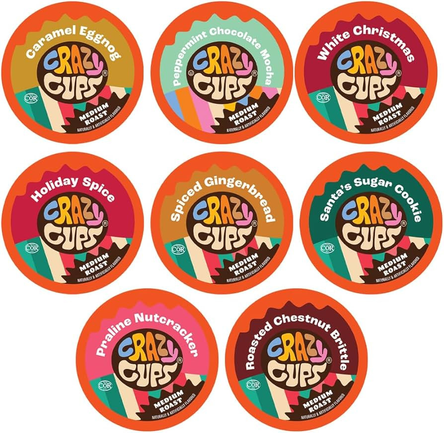 Crazy Cups Christmas Variety Pack of Single Serve Flavored Coffee Pods For Keurig, 30 Count Holid... | Amazon (US)