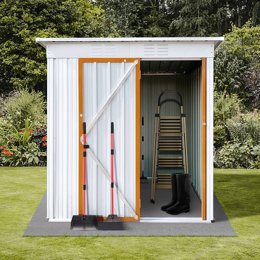 5Ft x 3Ft Metal Outdoor Storage Garden Shed, with Single Lockable Door & Vents, Waterproof Anti-C... | Amazon (US)