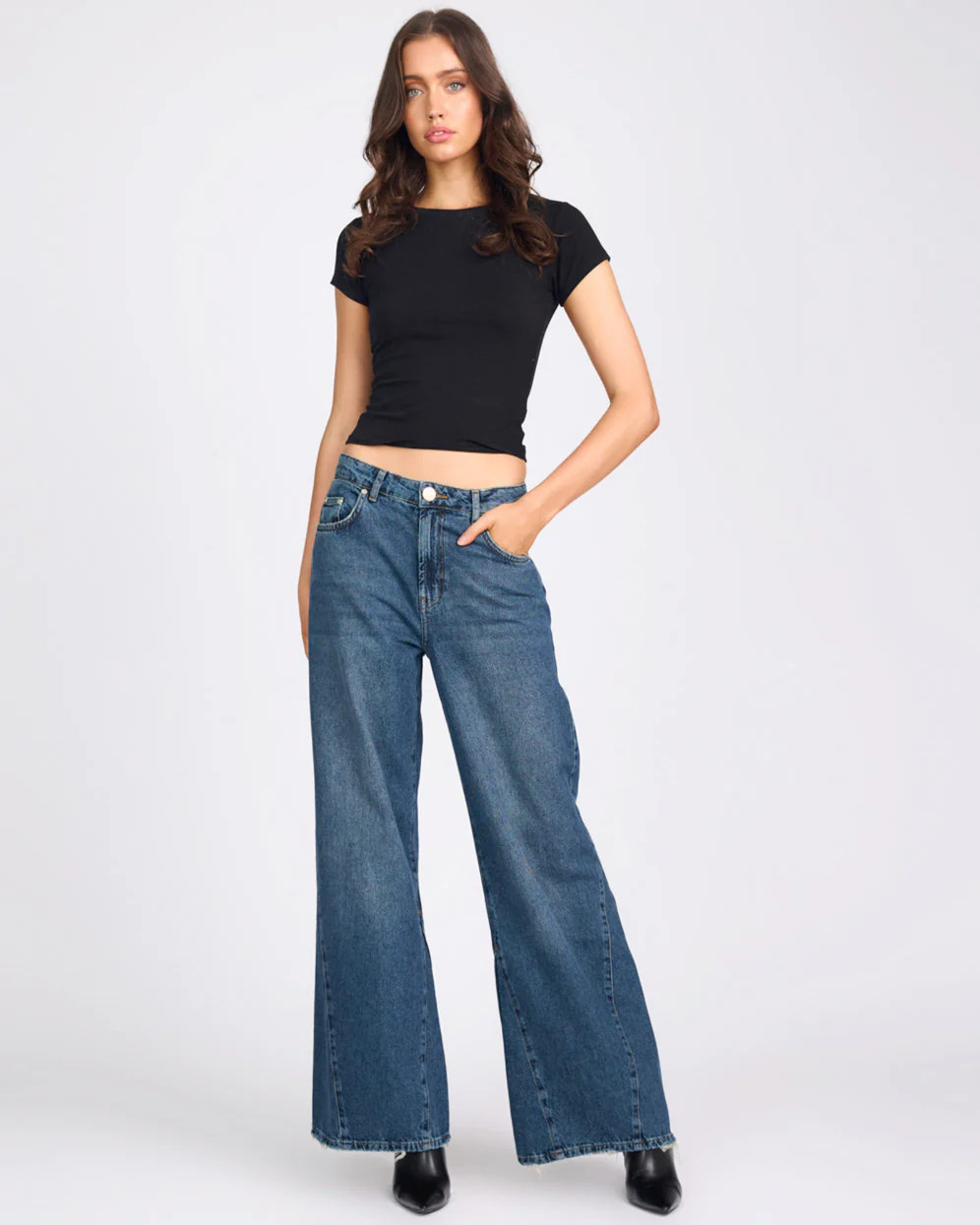 Cruisers Mid Waist Bootcut Flare Denim Jeans - Colorado Blue | One Teaspoon | OneTeaspoon