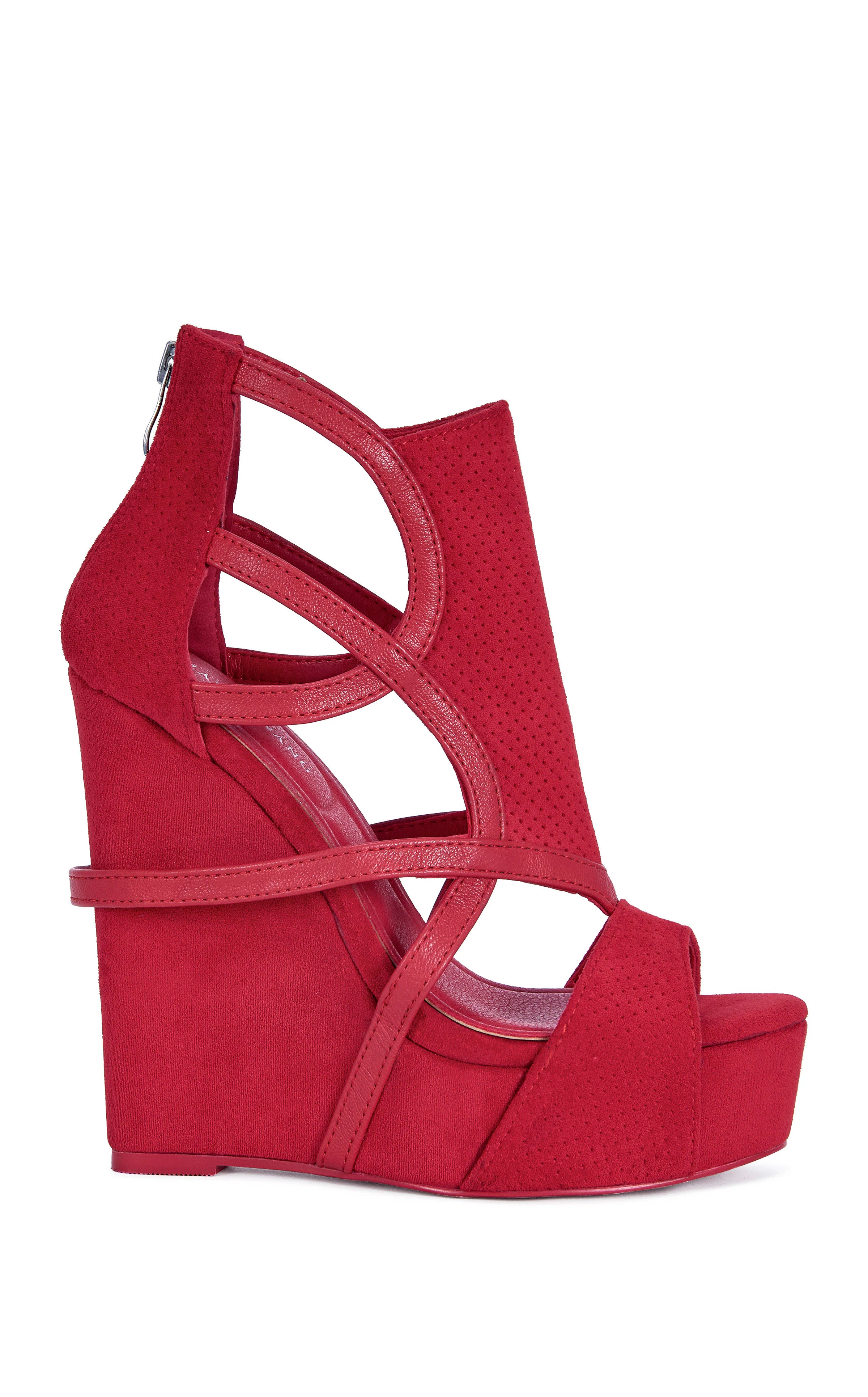 XARENI-RED WEDGE SANDAL | Azalea Wang