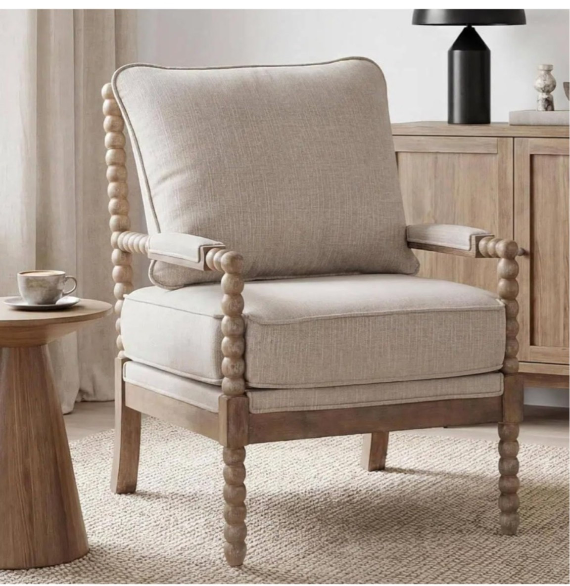 Also spotted this one! Beautiful chair with spindle detailing! Would look gorgeous in a French country or Mediterranean style living room! This one also comes in white and dark walnut. 



#frenchcountry #accentchair #livingroomdecor #traditionaldecor

#LTKHome #LTKOver40