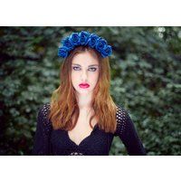 Blue Rose Crown, Rose Crown, Flower Crown, Blue Floral Crown, Rose Headband, Boho Headband,Blue Rose Headband, Gothic Crown, Floral Crown | Etsy (UK)