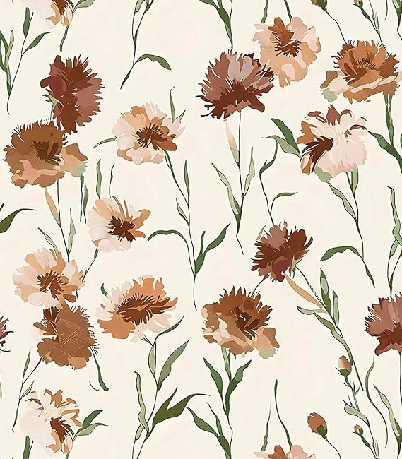 Wudnaye Floral Wallpaper Peel and Stick Wallpaper Vintage Beige Brown Removable Self Adhesive Wal... | Amazon (US)