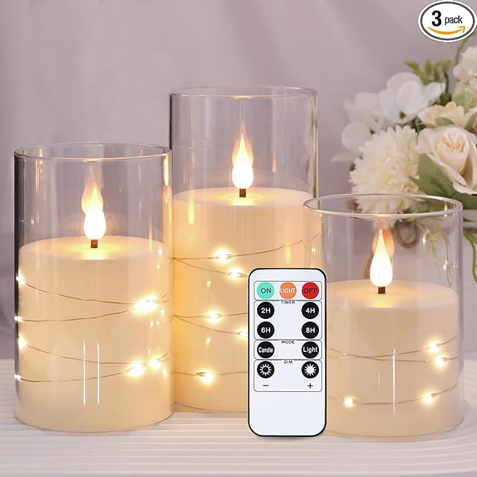 Flashing Flameless Candle with String Light, Battery Powered Candle, Recessed String LED Candle, ... | Amazon (US)