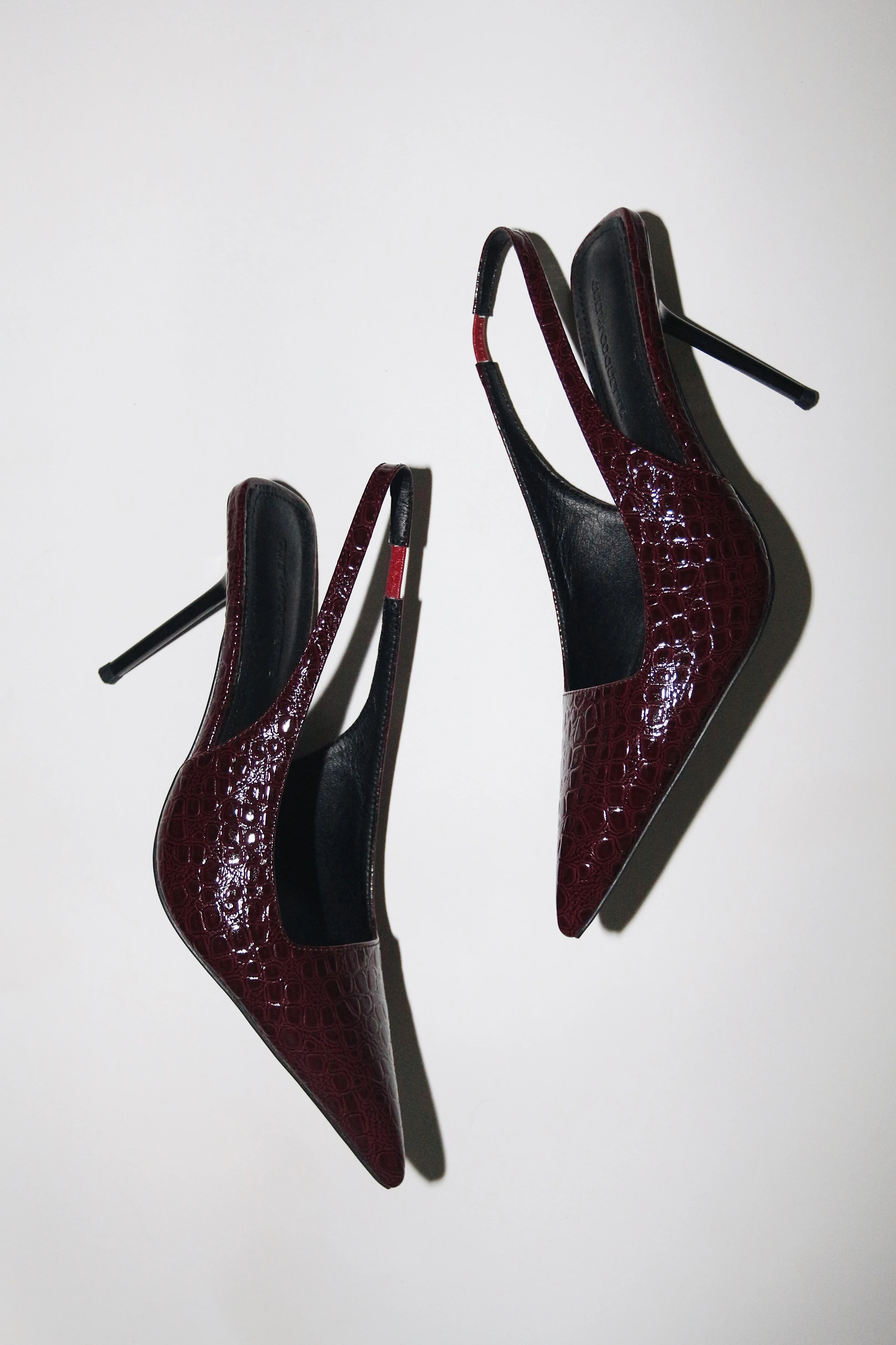 Elsa Slingback Pump Wine Croc Patent 100 mm | CULT OF COQUETTE