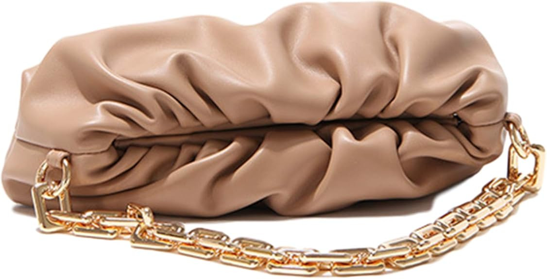 Women's Chain Pouch Bag | Cloud-Shaped Dumpling Clutch Purse | Ruched Chain Link Shoulder Handbag | Amazon (US)