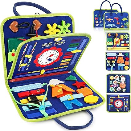 Toddler Busy Board, Montessori Sensory Toys for Boys, 1-4 Year Old Girl Toddler Travel Toys, Educ... | Amazon (US)