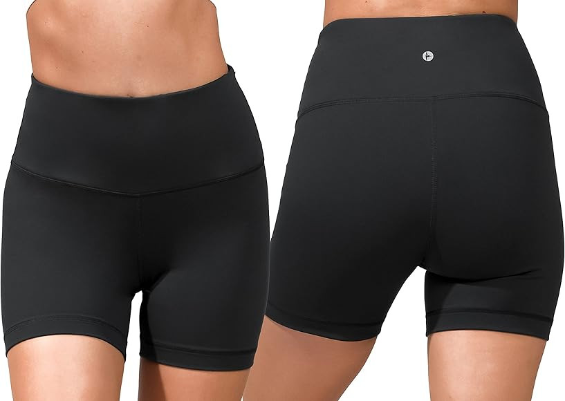 90 Degree By Reflex High Waist Power Flex Yoga Shorts - Tummy Control Biker Shorts for Women 2 Pa... | Amazon (US)