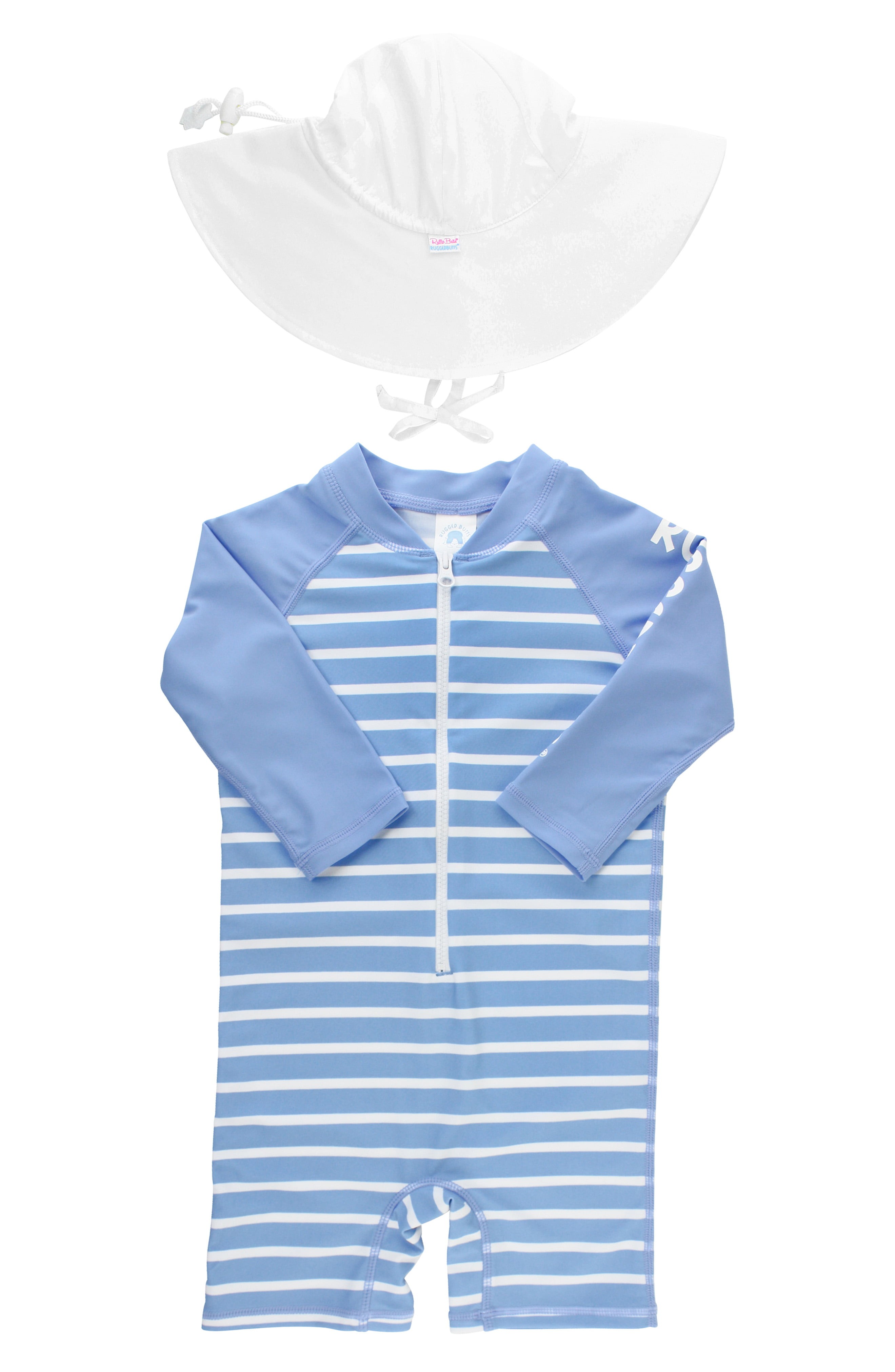 Infant Boy's Ruggedbutts Cornflower Blue One-Piece Rashguard Swimsuit & Hat Set | Nordstrom