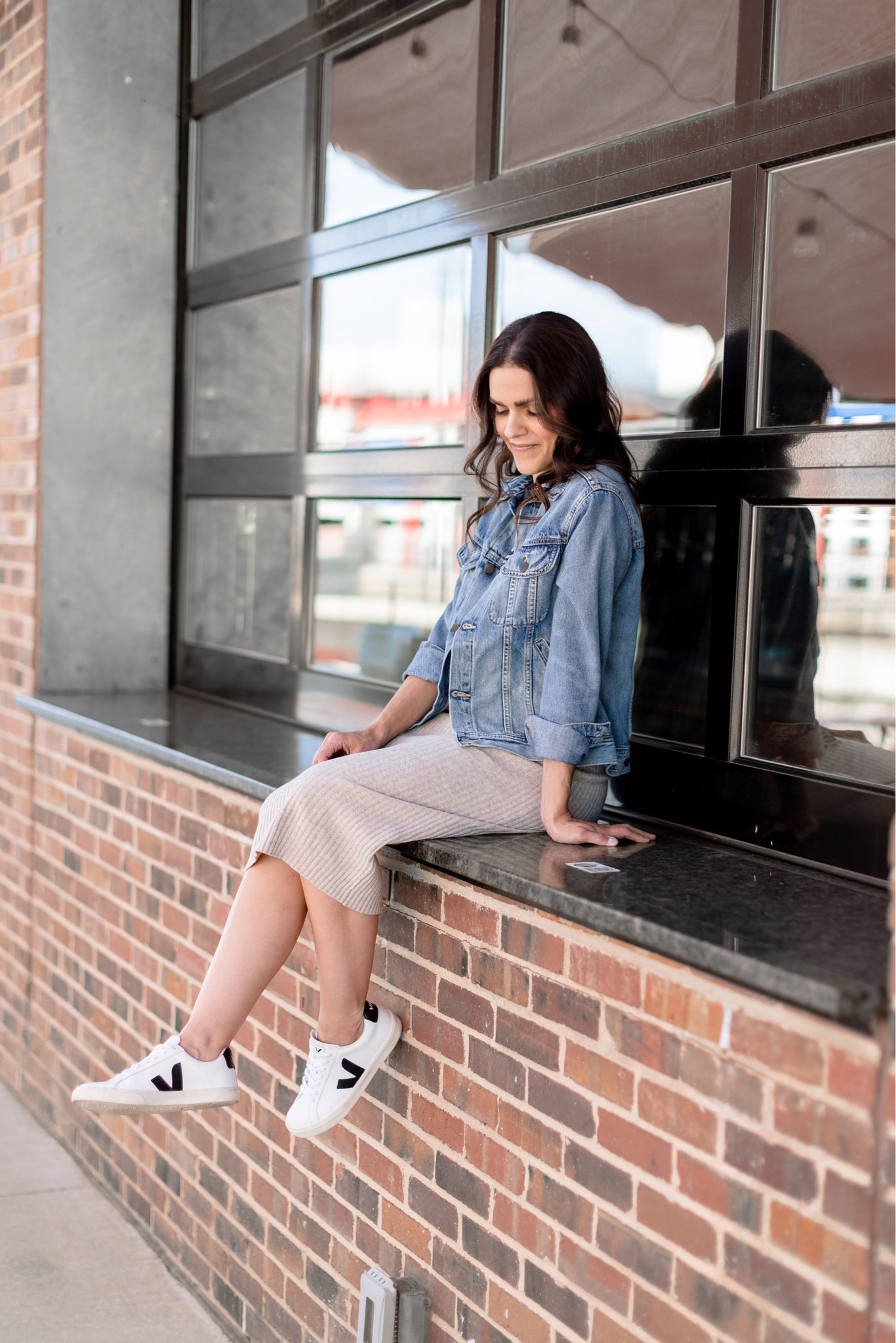 Fall capsule outfit idea: graphic tee, denim jacket, knit midi skirt, sneakers 

#LTKstyletip #LTKSeasonal