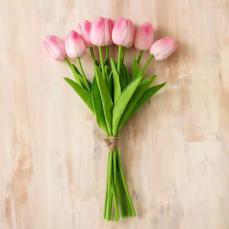 New!Pink Real Touch Tulip Bouquet | Kirkland's Home