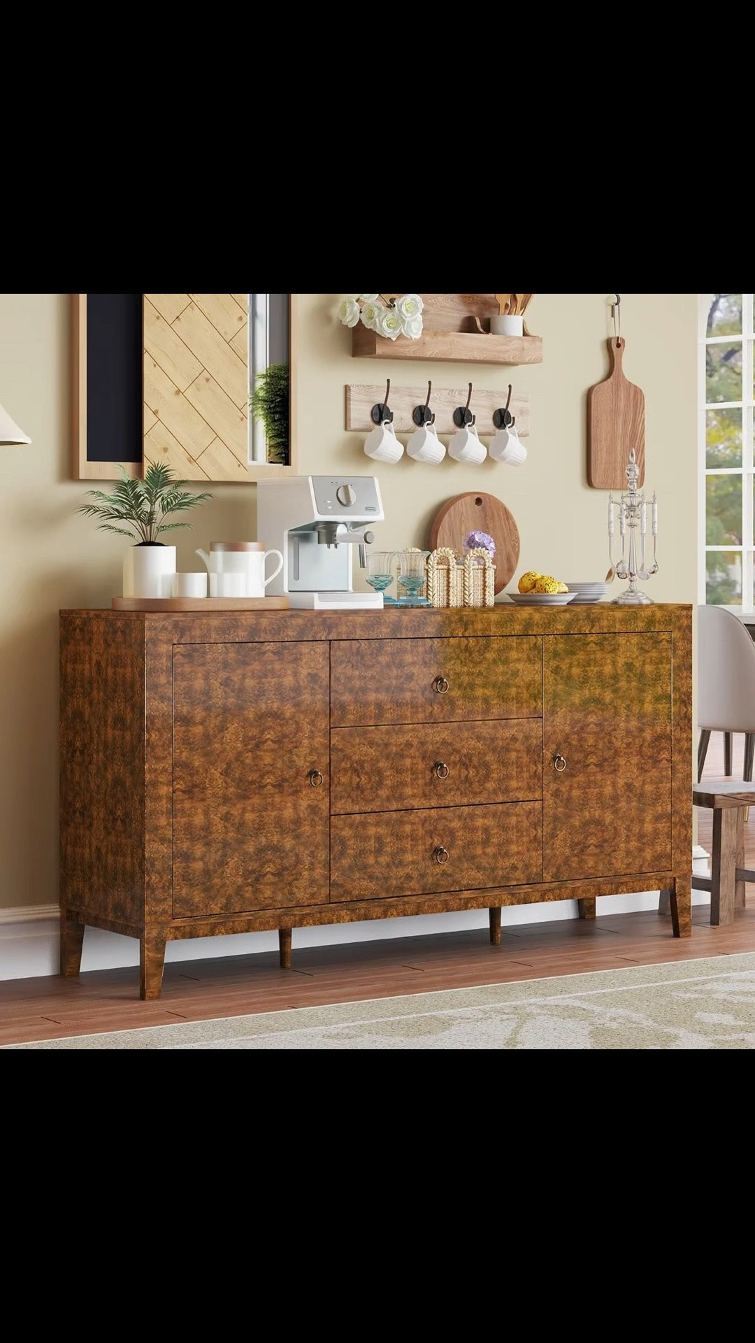 Dorne 60" Modern High Gloss Burl Sideboard with Adjustable Shelves, Brown

#LTKMothersDay #LTKxMadewell #LTKdayinmylife