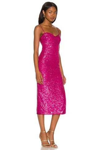MAJORELLE Maizie Midi Dress in Hot Pink from Revolve.com | Revolve Clothing (Global)