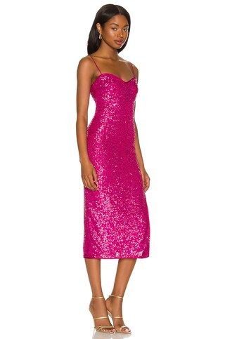 MAJORELLE Maizie Midi Dress in Hot Pink from Revolve.com | Revolve Clothing (Global)