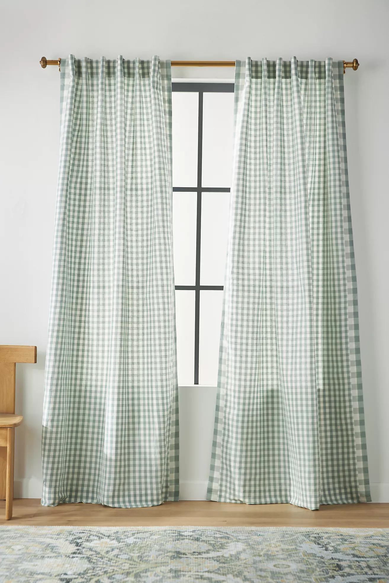 Cotton Linen Gingham Curtain | Anthropologie (US)