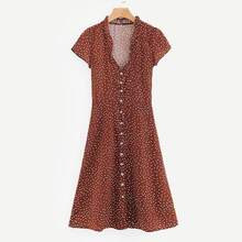 Frill Trim Button Through Spot Dress | SHEIN