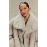 Cream Faux Fur Short Shawl Collar Coat | PrettyLittleThing UK