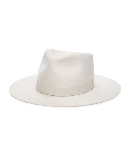 Janessa Leone Stewart Wool Fedora Hat w/ Leather Hat Band | Neiman Marcus