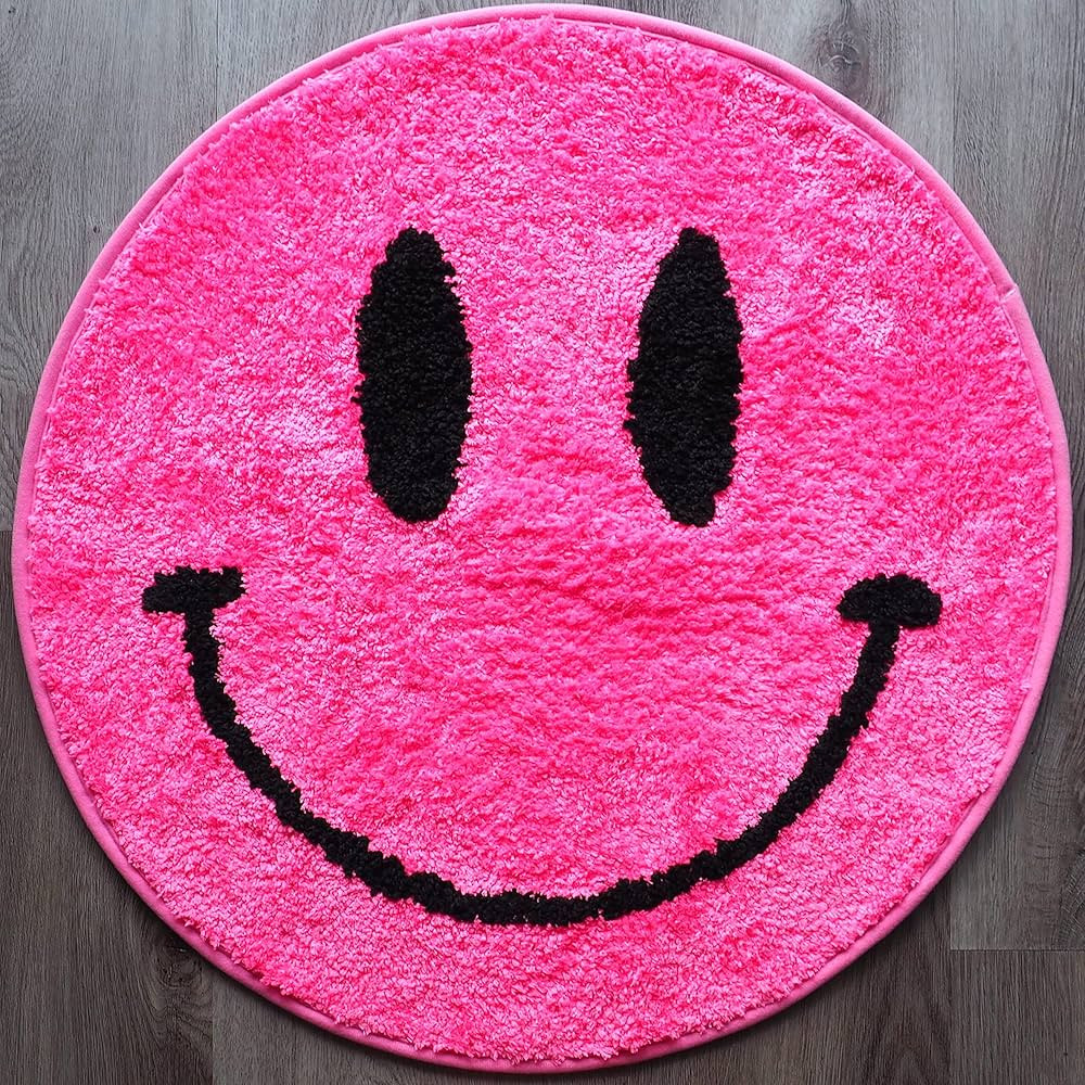 Hot Pink Smiley Face Rug Funny Bath Mat Cute Bathroom Decor Emoji Shower Rugs Retro Funky Bedroom... | Amazon (US)