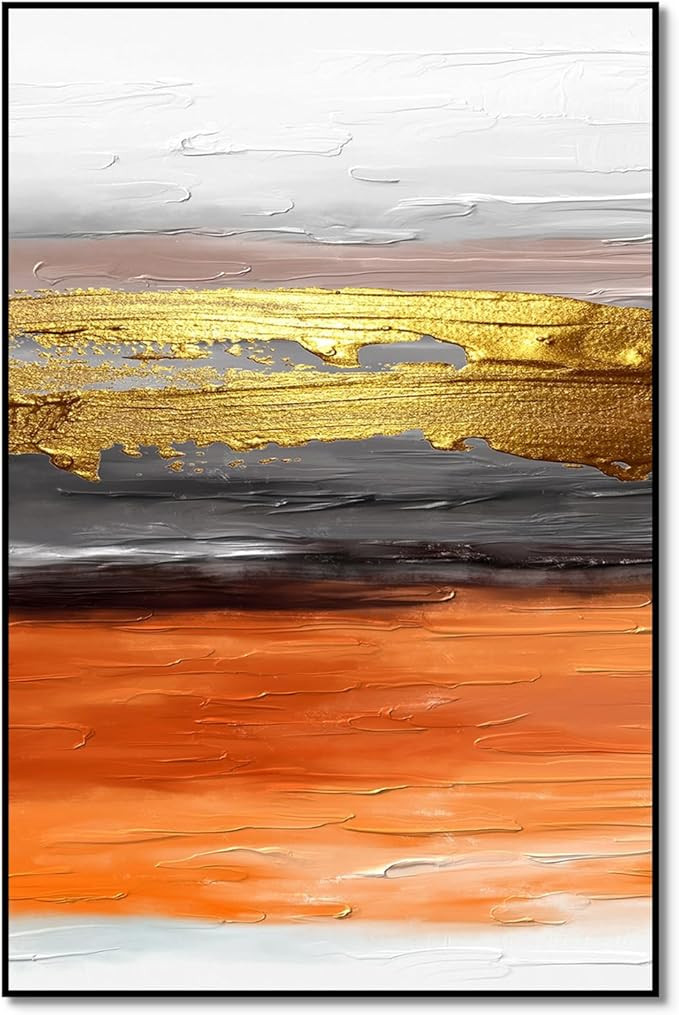YPY Orange Wall Decor Living Room: Funky Burnt Orange Vertical Wall Decorations, Modern Abstract ... | Amazon (US)