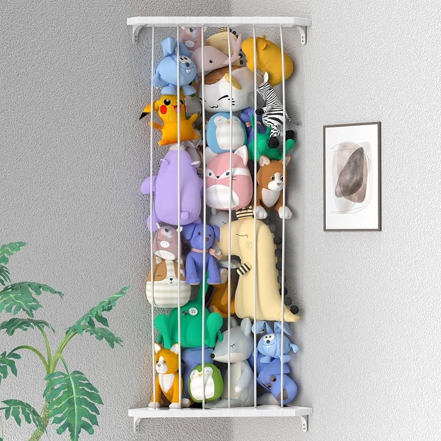 Stuffed Animal Storage Wood Soft Toy Shelf with Adjustable Length Large Corner Plush Toys Holder ... | Amazon (US)