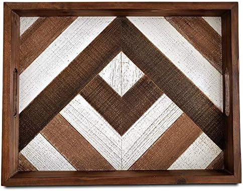 Wooden Serving Tray with Handles - Decorative Trays for Coffee Table - Wood Ottoman Tray, Farmhouse  | Amazon (US)
