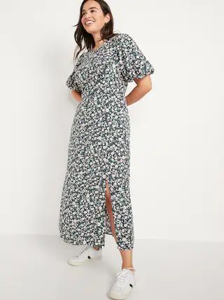Puff-Sleeve Floral Maxi Shift Dress for Women | Old Navy (US)