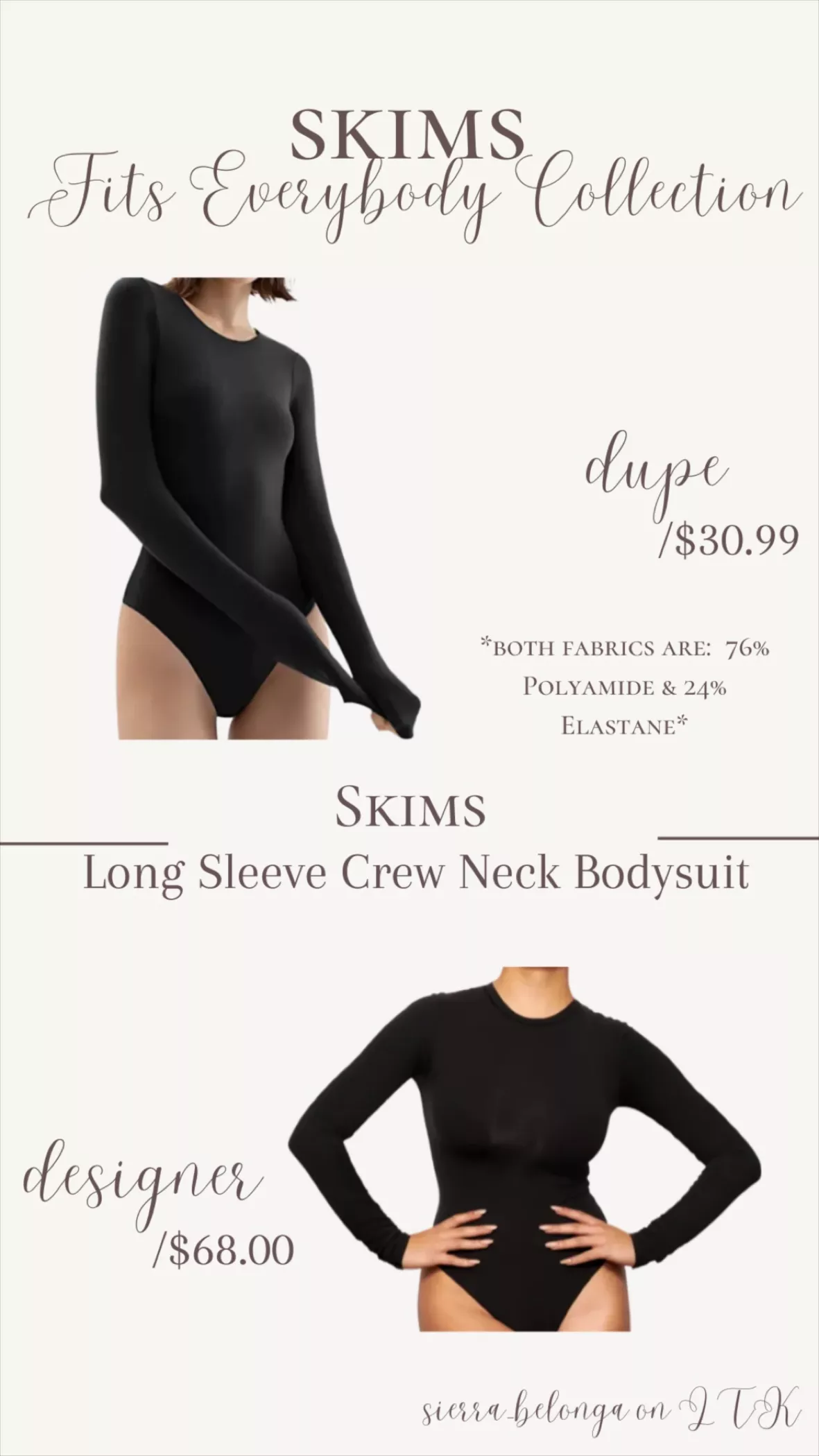 I have the long sleeve skims bodysuit dupe!! This is a must so