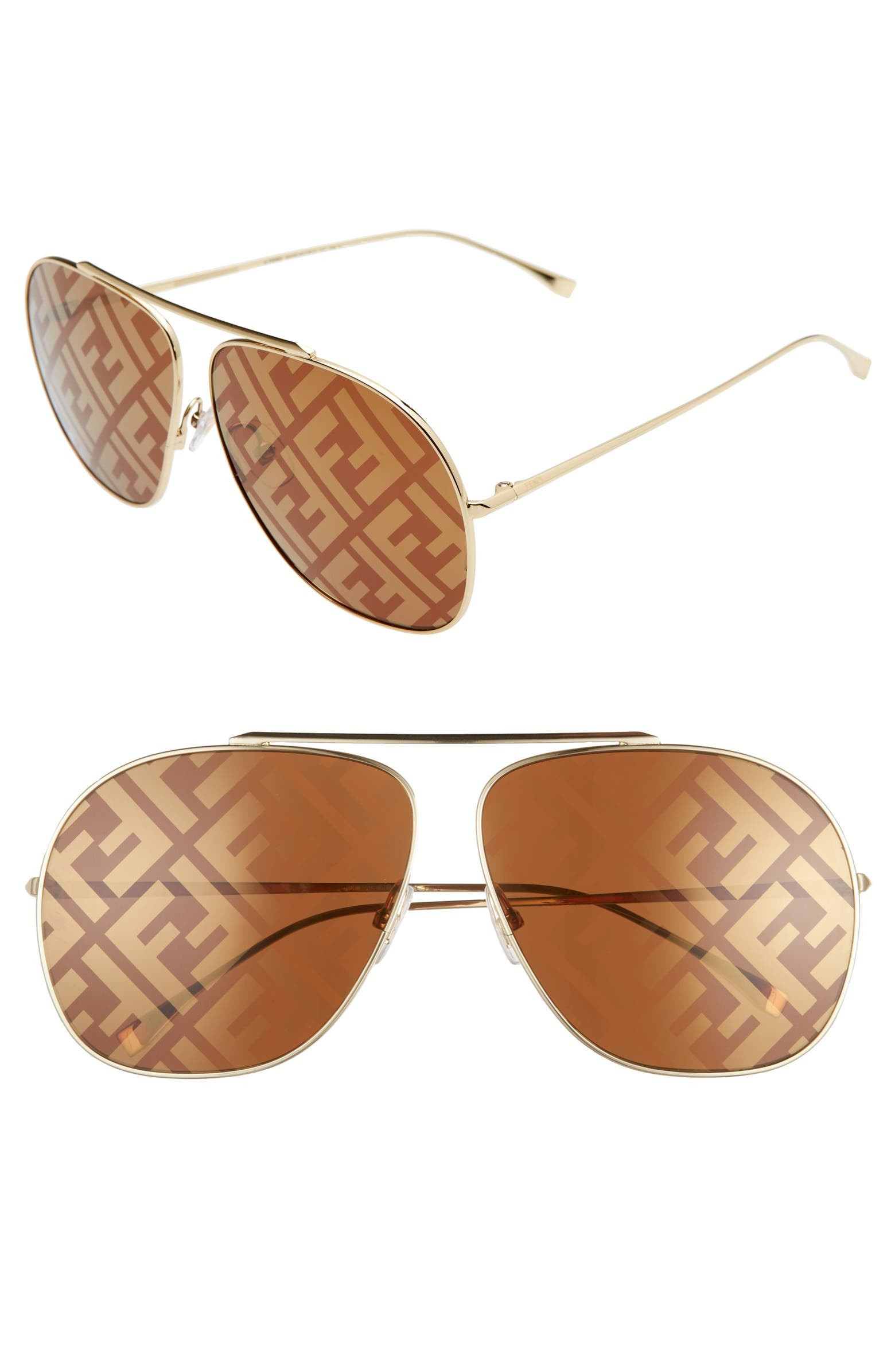 64mm Oversize Lenticular Lens Aviator Sunglasses | Nordstrom