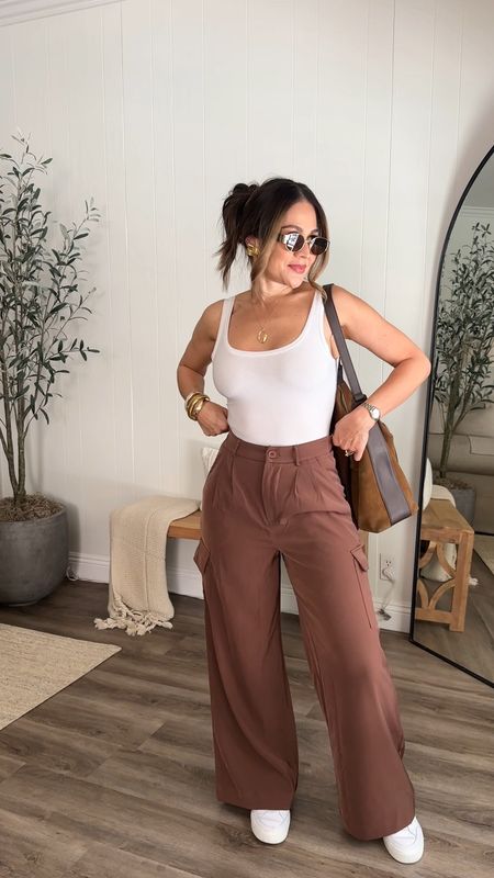 Travel Outfit or weekend outfit, you decide! I’ve shared these trousers many times.  They are my FAV!! I have them in 4 colors and will probably be adding more because they’re e that good!! Wearing a size 4.  They run TTS.  I’m 5’4”/130

#LTKstyletip #LTKU #LTKfindsunder50