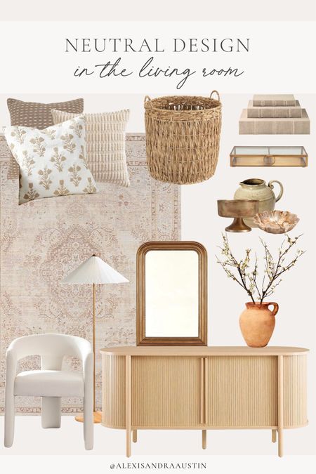 Neutral living room design inspo! Light and bright decor to transition from winter to spring 

Home style, my decor style, neutral home finds, aesthetic home, gold mirror, neutral area rug, gold floor lamp, vase finds, spring florals, spring throw pillows, neutral decor finds, storage box, upholstered chair, sideboard table, basket finds, Amazon Prime, Ballard Designs, Target, Crate and Barrel, shop the look!

#LTKSeasonal #LTKstyletip #LTKhome