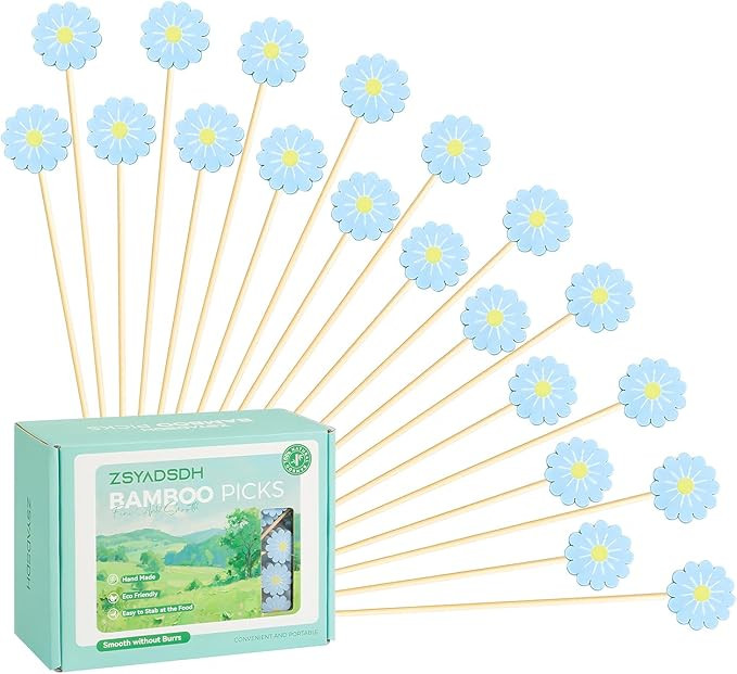 200 PCS Daisy Cocktail Picks Blue Cocktail Picks 4.7inch Long Toothpicks for Appetizers Sandwich ... | Amazon (US)