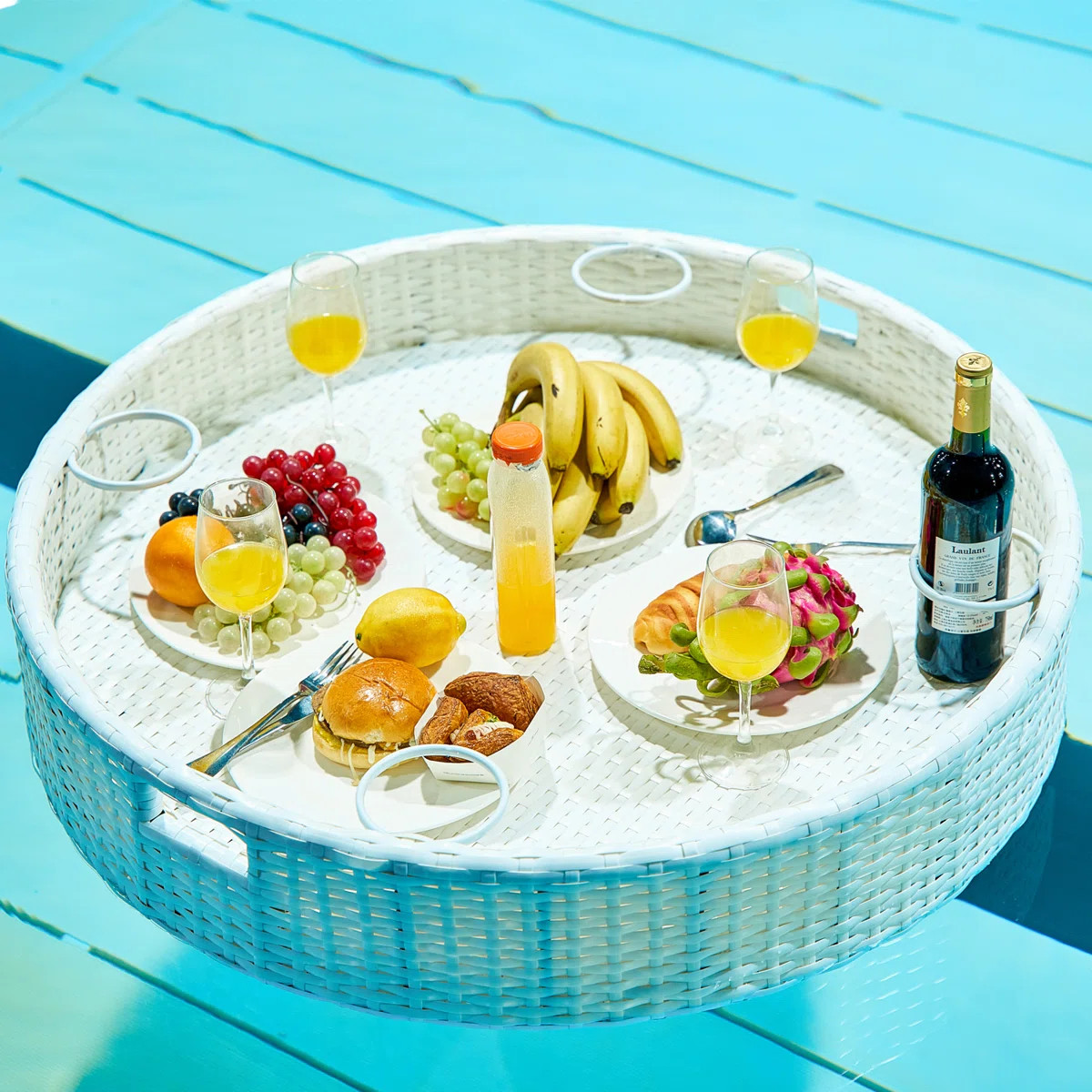 Hubhalsun Large Floating Tray for Pool, 35.4" Wicker Floating Serving Tray with Hole Design, Pool... | Wayfair North America
