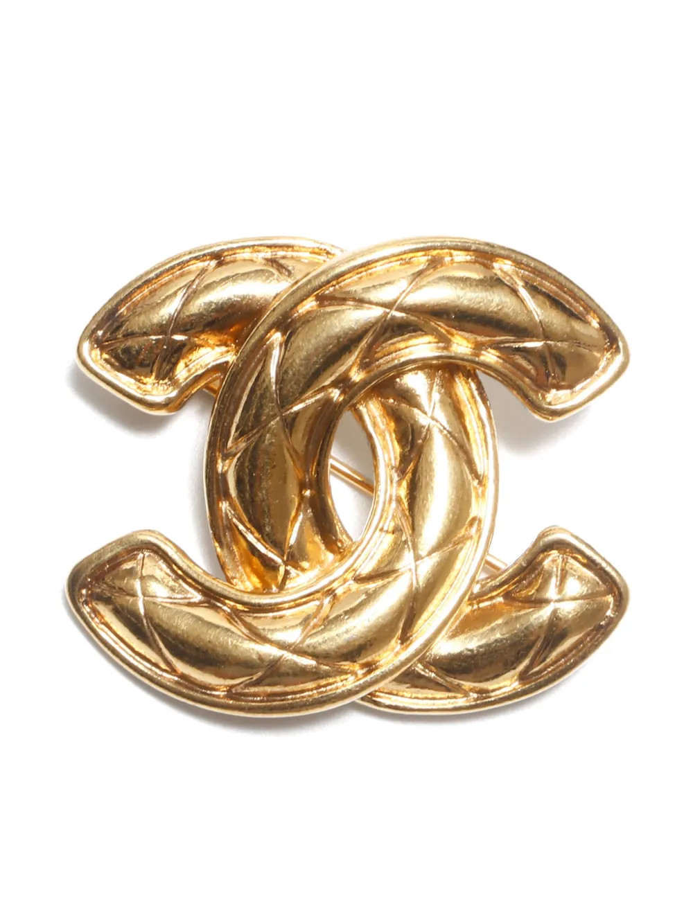 CHANEL Pre-Owned 1990s CC Matelassé Brooch  | Gold | FARFETCH UK | Farfetch Global