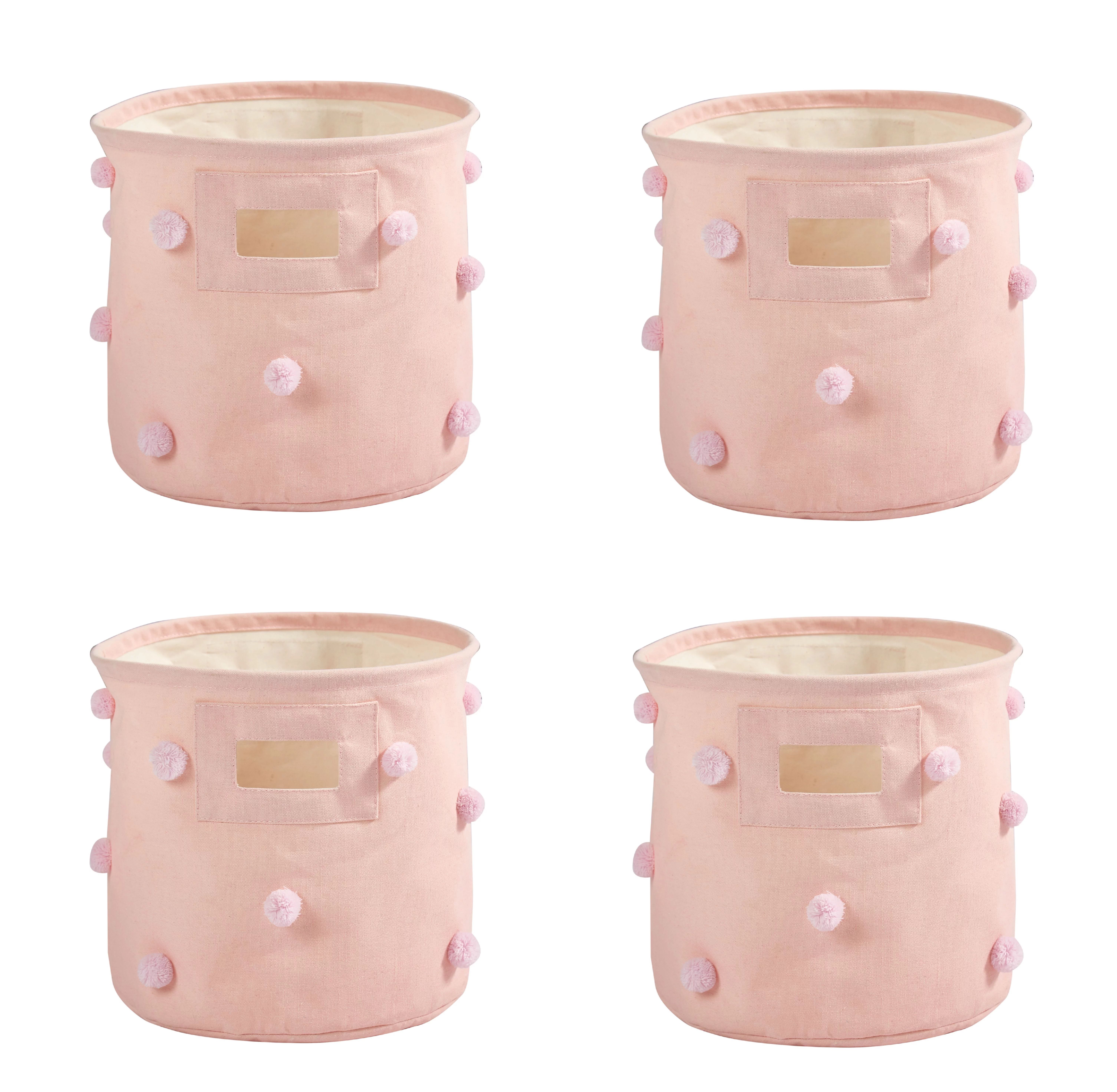 Urban Shop Pom Pom Storage Bin (Set of 4), Pink | Walmart (US)