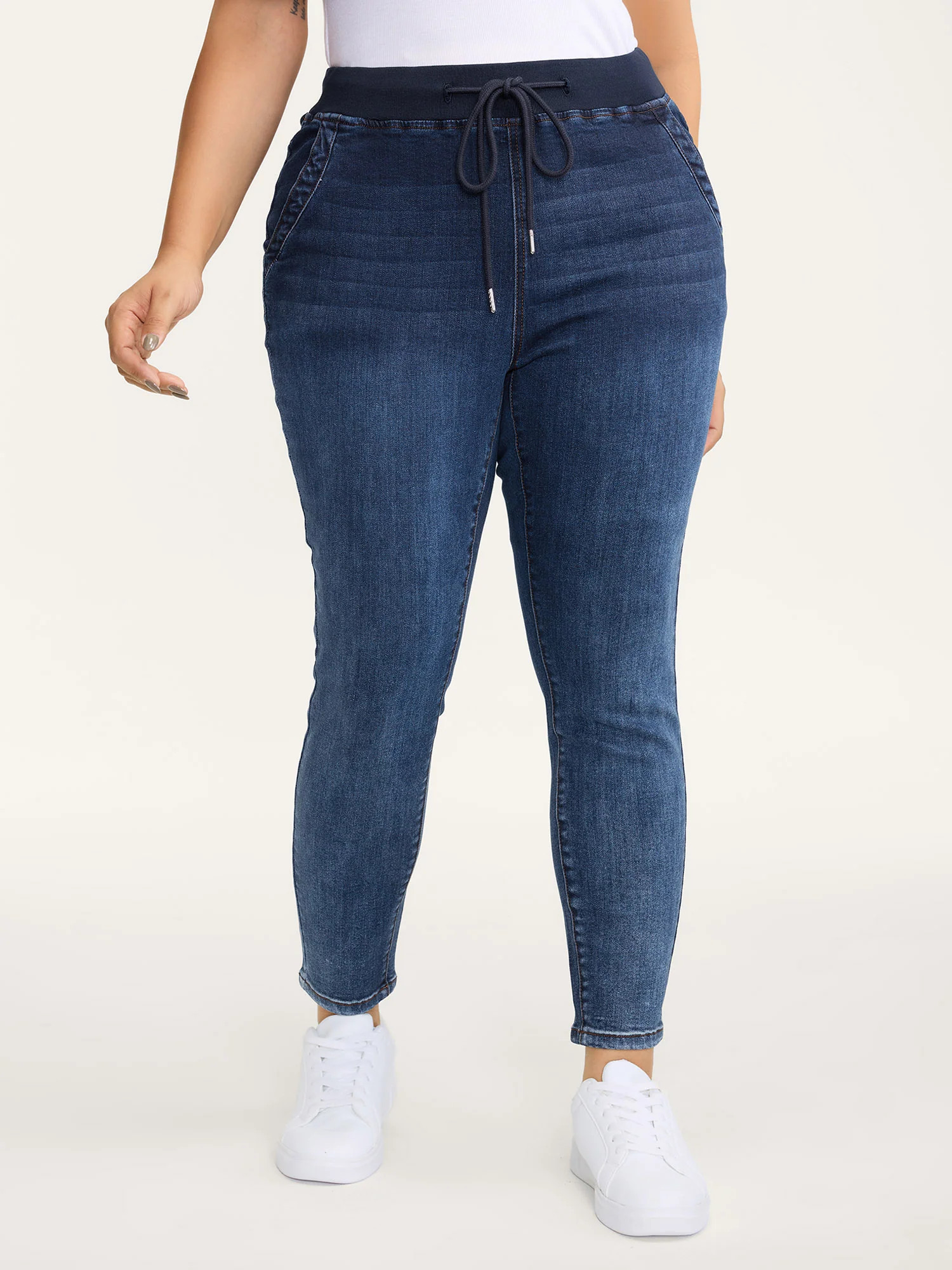 Stretch Pull-On Drawstring Skinny-Fit Jeans | Bloomchic