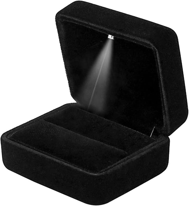 GBYAN Velvet Ring Box with LED Light Jewelry Display Gift Box for Proposal,Engagement, Wedding | Amazon (US)