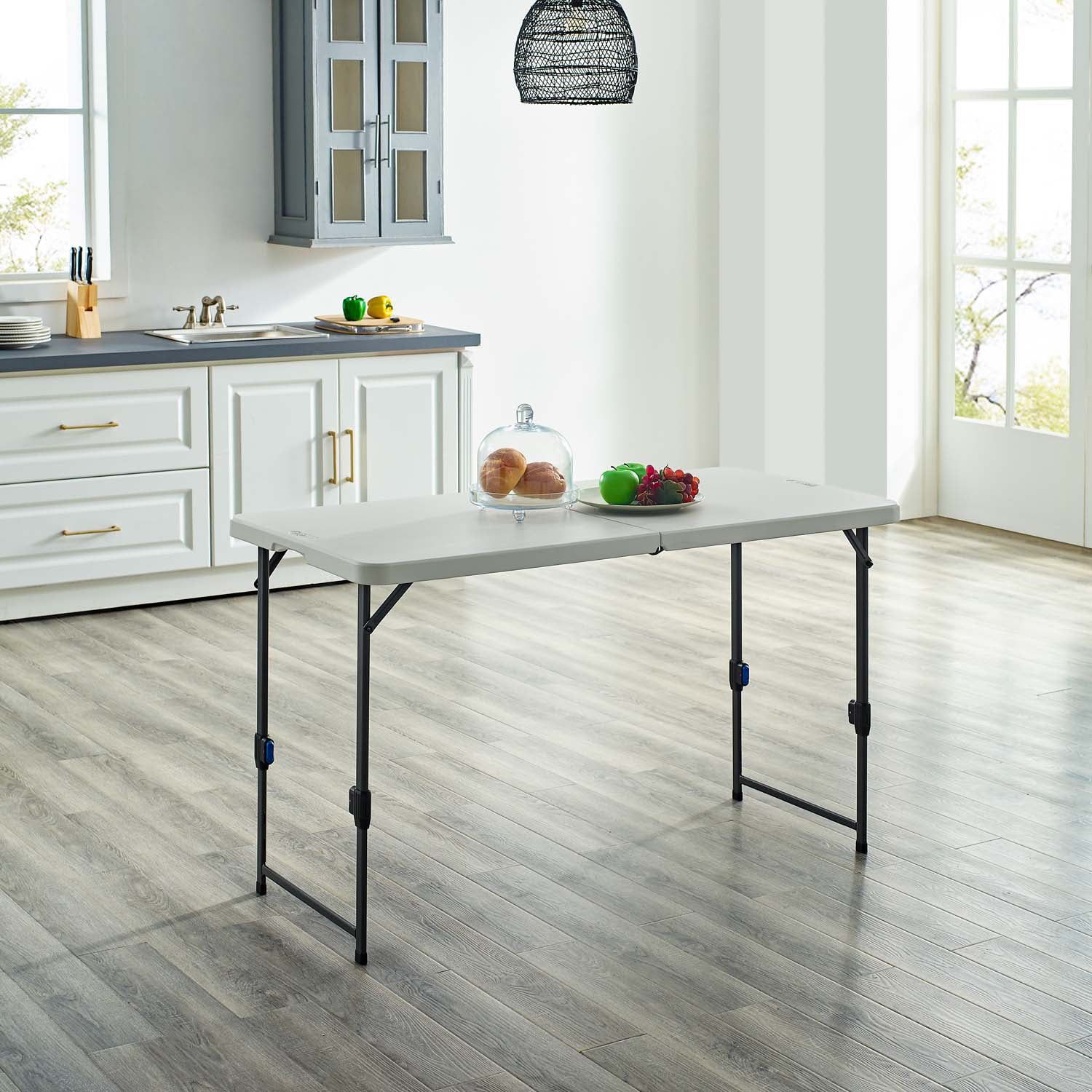 Mainstays 4' Adjustable Height Folding Table, White Granite - Walmart.com | Walmart (US)