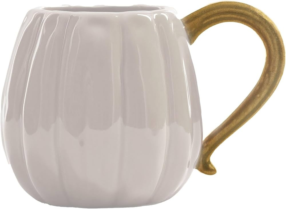 Mary Square Fall Harvest 12 Ounce Glossy Ceramic Coffee Cup Mug With Stem Handle, Classic White, ... | Amazon (US)